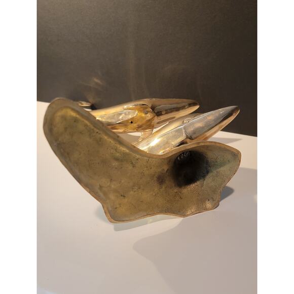 Vintage Brass Swimming Dolphins Sculpture Whimisical Statues - Picture 8 of 11